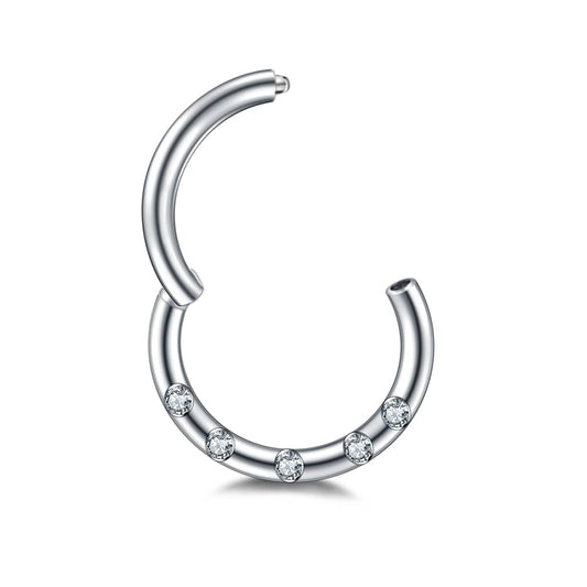 1PC Steel CZ Gem Nose Septum Nose Hoop Ring
