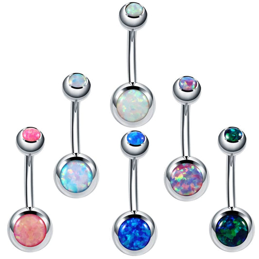 1PC Opal Steel Belly Button Rings