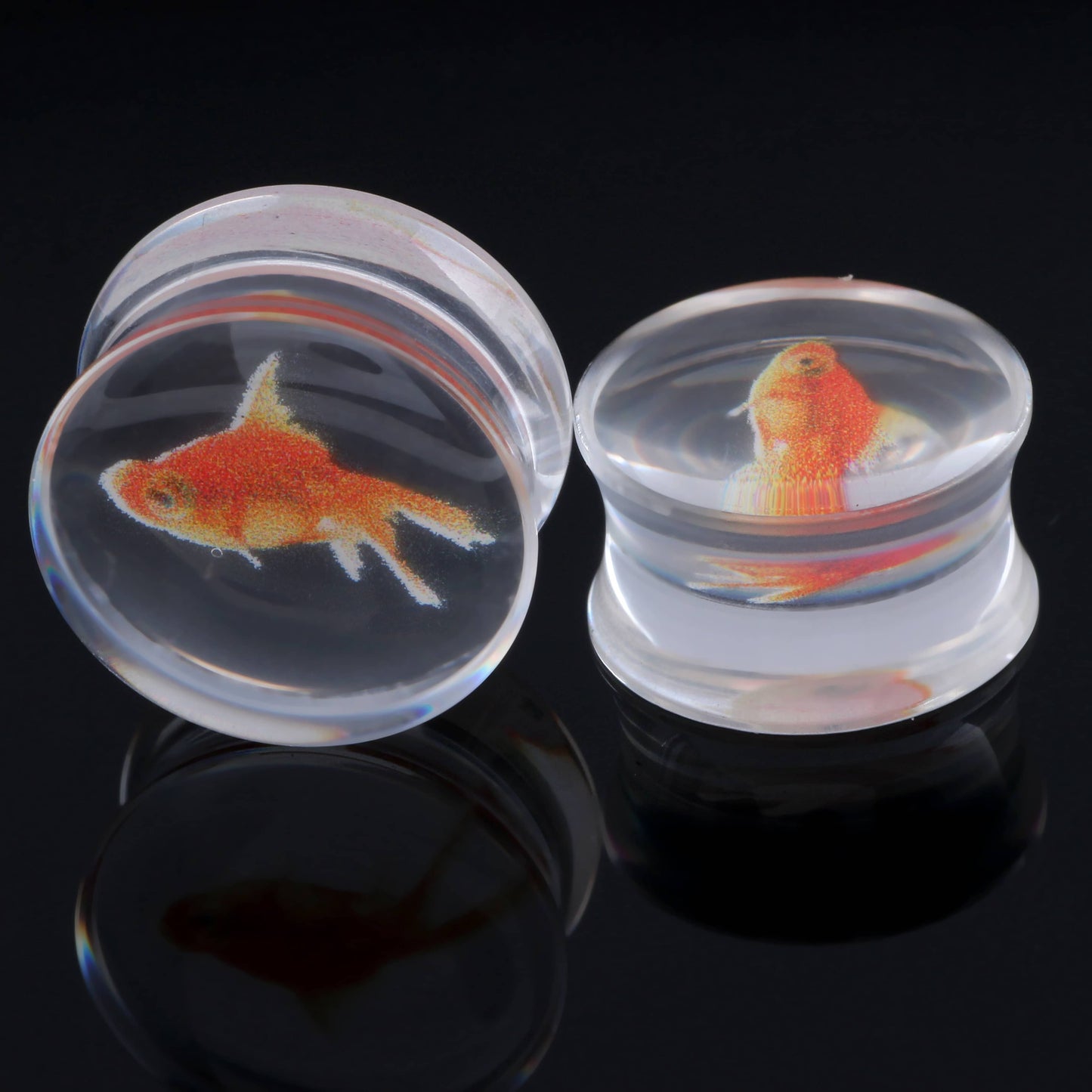 1 Pair Clear Acrylic Ear Plug Goldfish Tunnel