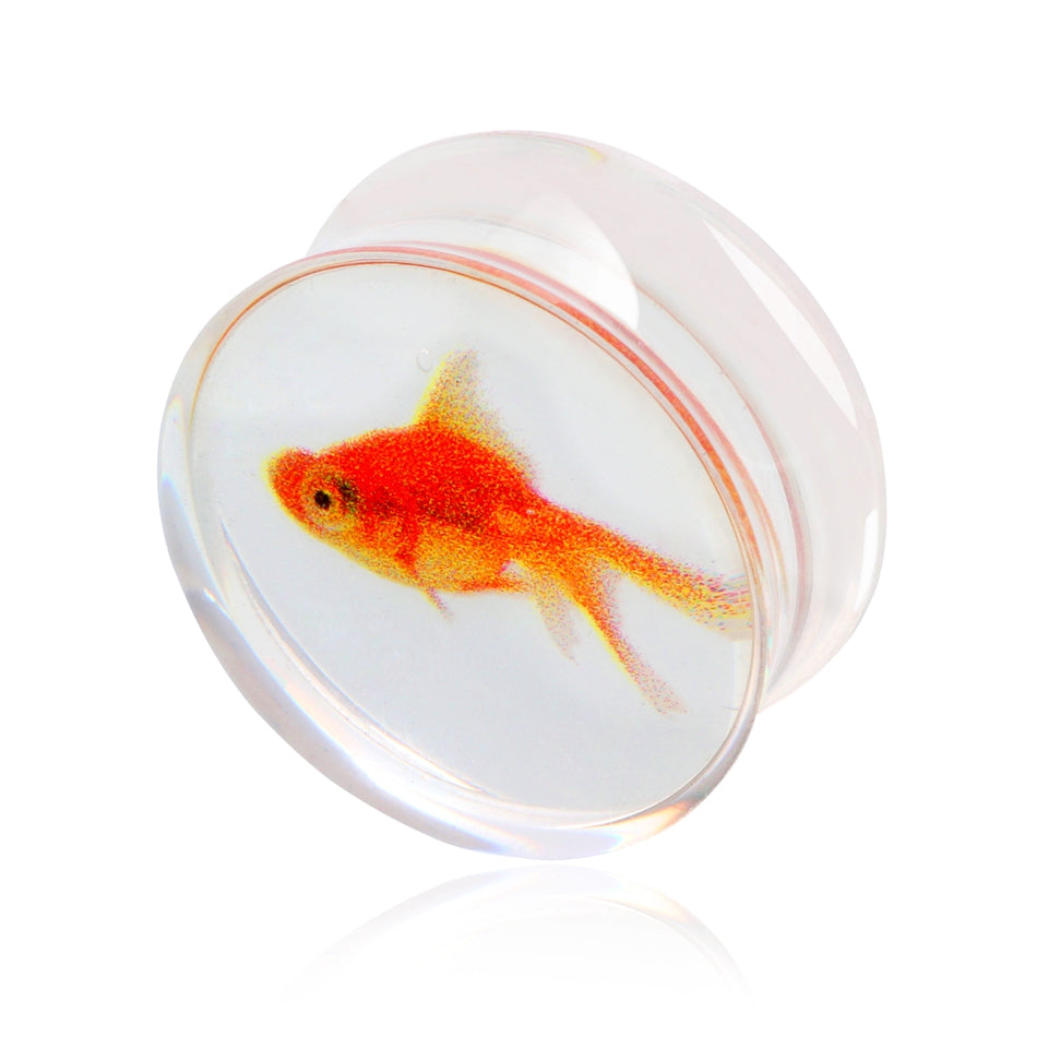 1 Pair Clear Acrylic Ear Plug Goldfish Tunnel