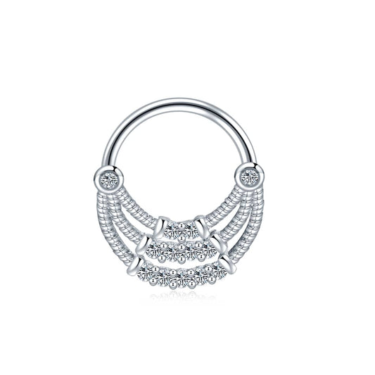 1PC CZ Gem Nose Septum Rings