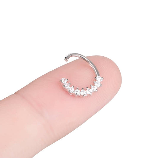 1PC Zircon Nose Septum Ring