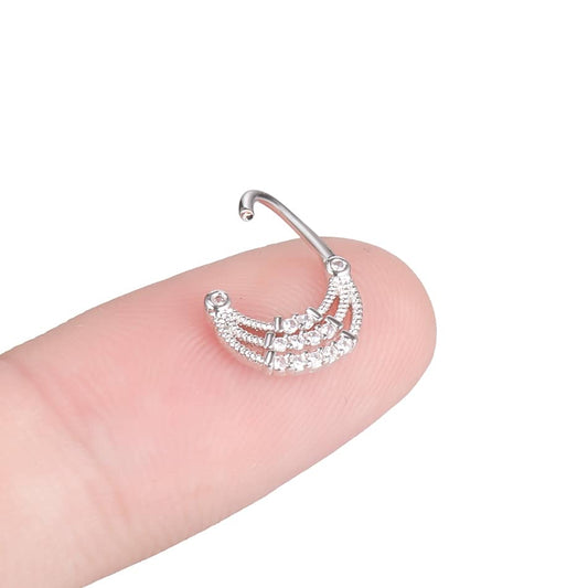 1PC CZ Gem Nose Septum Rings