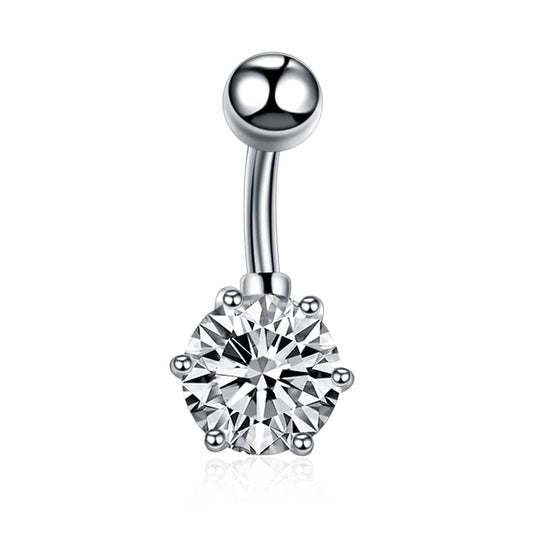 1PC Steel Zircon Belly Button Piercing Ring