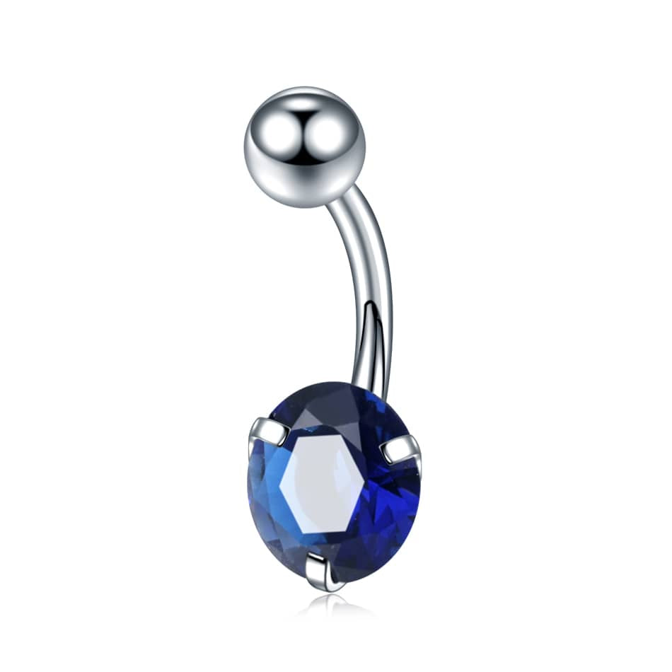 1PC Single Zircon Steel Belly Button Ring