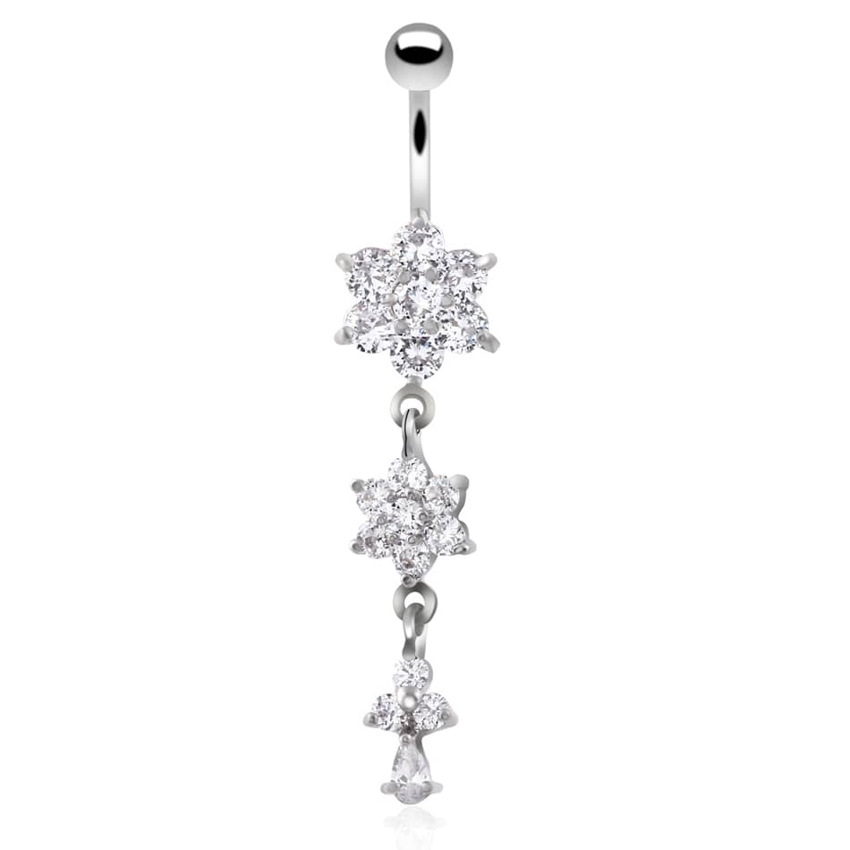 1PC Stainless Steel Zircon Dangle Belly Chain