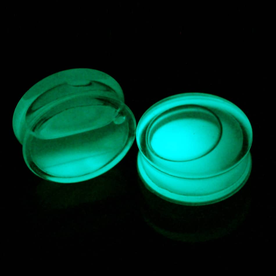 1 Pair Acrylic Double Flared Ear Plugs Liquid Glow in Dark