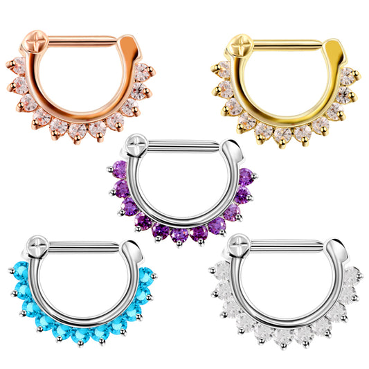 1PC Titanium Nose Septum Ring Clicker 16G