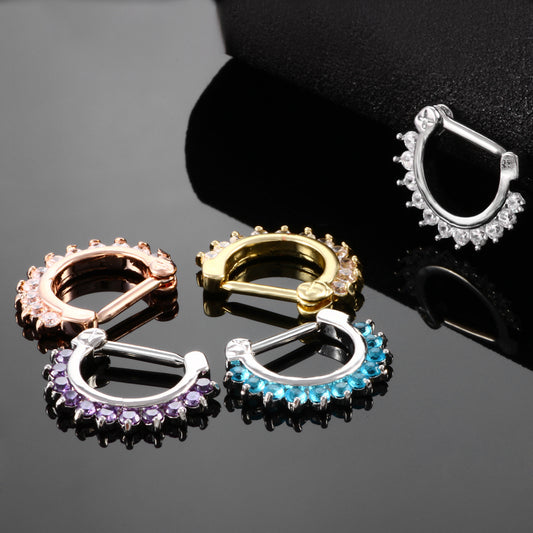 1PC Titanium Nose Septum Ring Clicker 16G