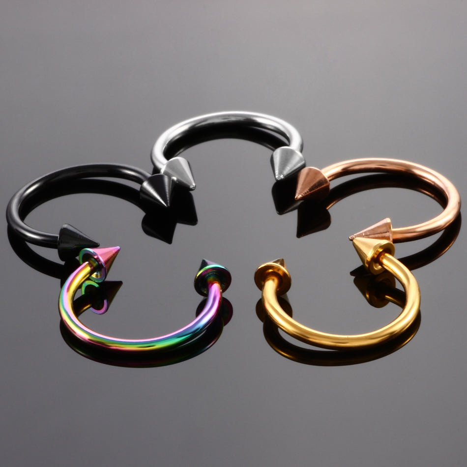 10PCS Stainless Steel Horseshoe Cone Ring 5 Color*2