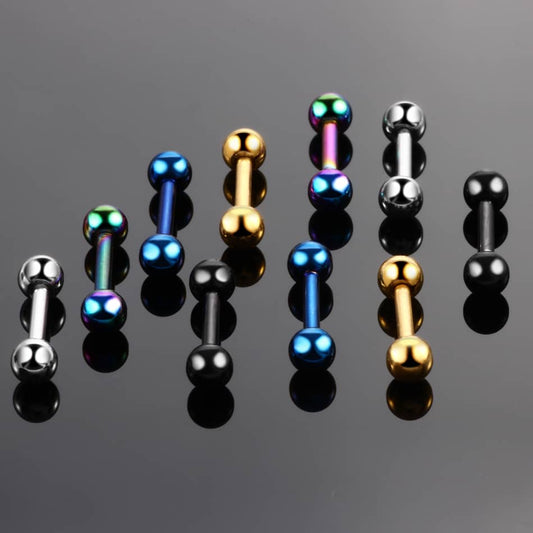 10PCS Stainless Steel Barbell Ring Ear Studs 5color*2