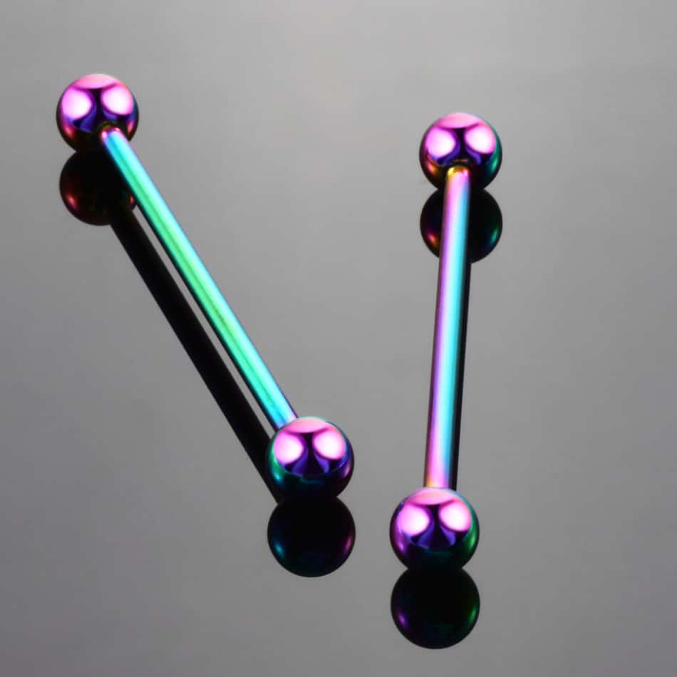 10PCS Stainless Steel Industrial Barbell Rings Ear Studs 5 Color*2