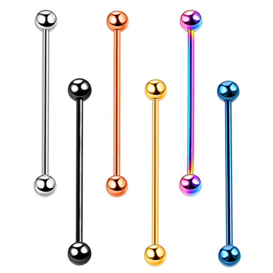 6 PCS Surgical Steel Industrial Barbell Rings