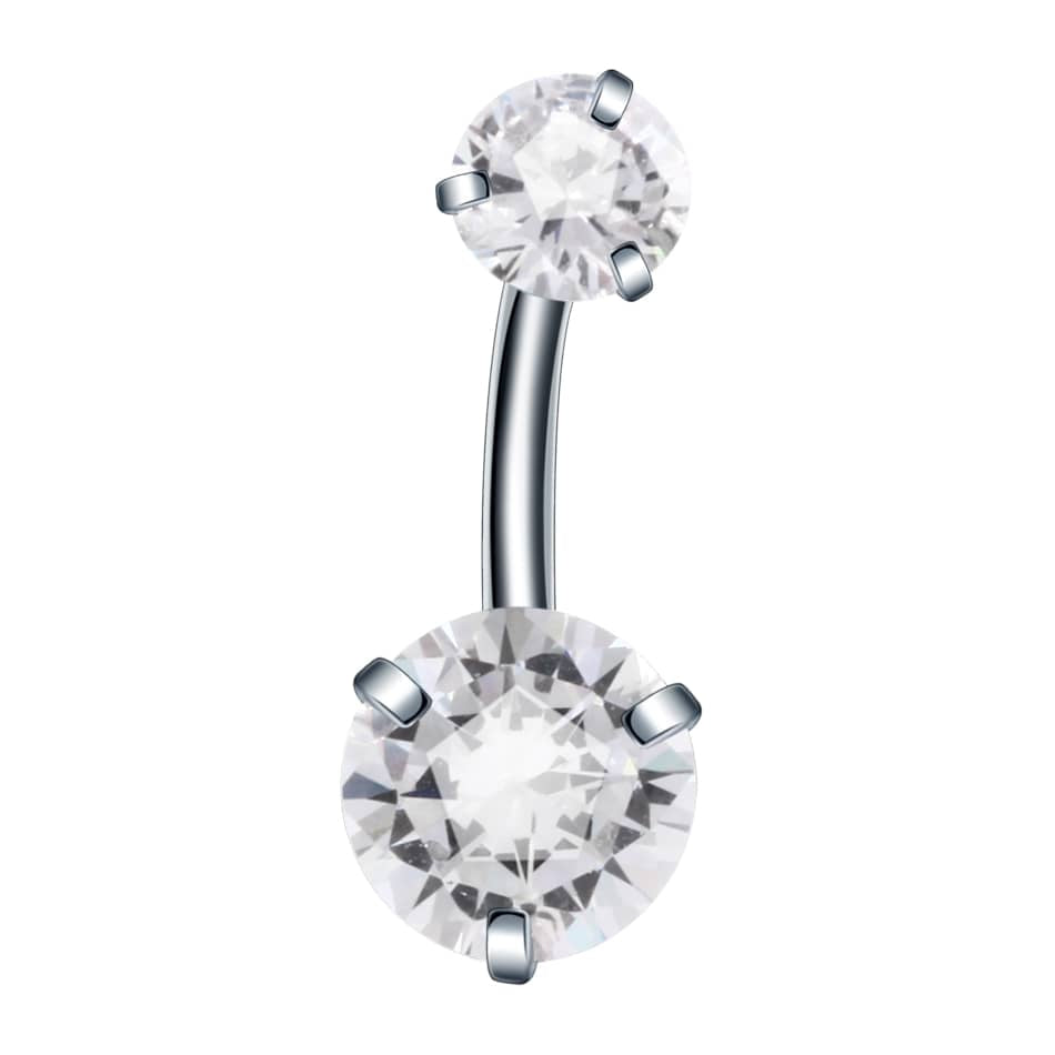 1PC Steel Double Zircon Belly Button Ring