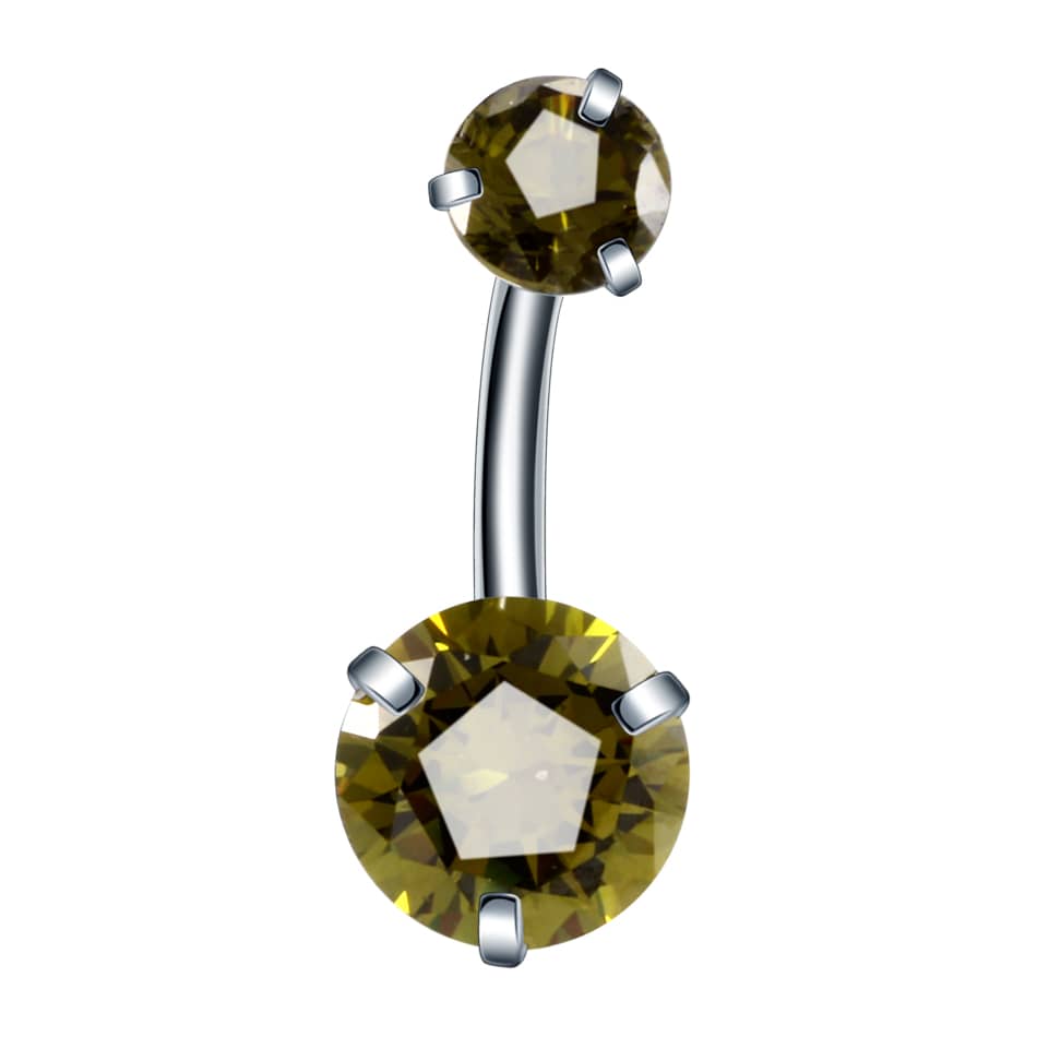 1PC Steel Double Zircon Belly Button Ring