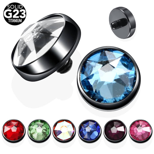1PC G23 Titanium Rhinestone Dermal Anchor Top