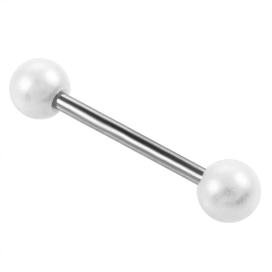 1PC Steel Imitated Pearl Nipple Ring Tongue Piercing