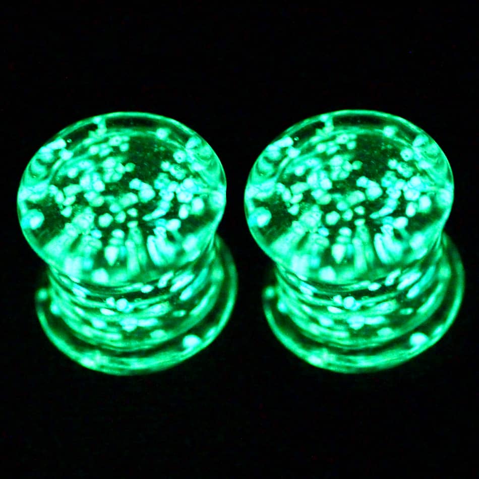 2PCS Glass Ear Plugs Expander Glow In The Dark