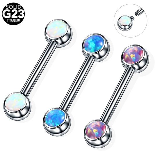 1PC Titanium Opal Barbell Nipple Ring