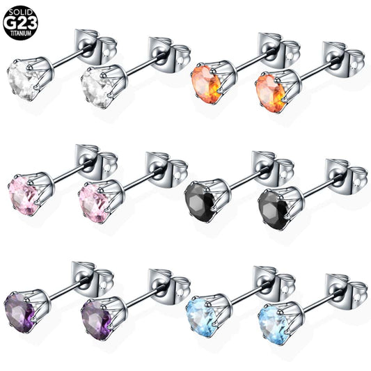 2PCS Titanium Zircon Hook Ear Studs