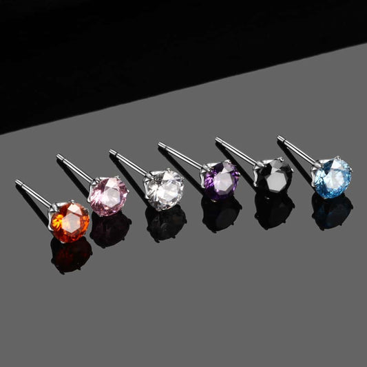 2PCS Titanium Zircon Hook Ear Studs