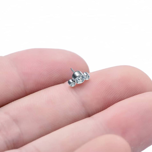 1PC Titanium Zircon Head Pushed-in Body Jewelry