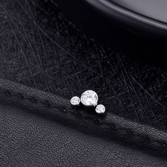 1PC Titanium Zircon Head Pushed-in Body Jewelry
