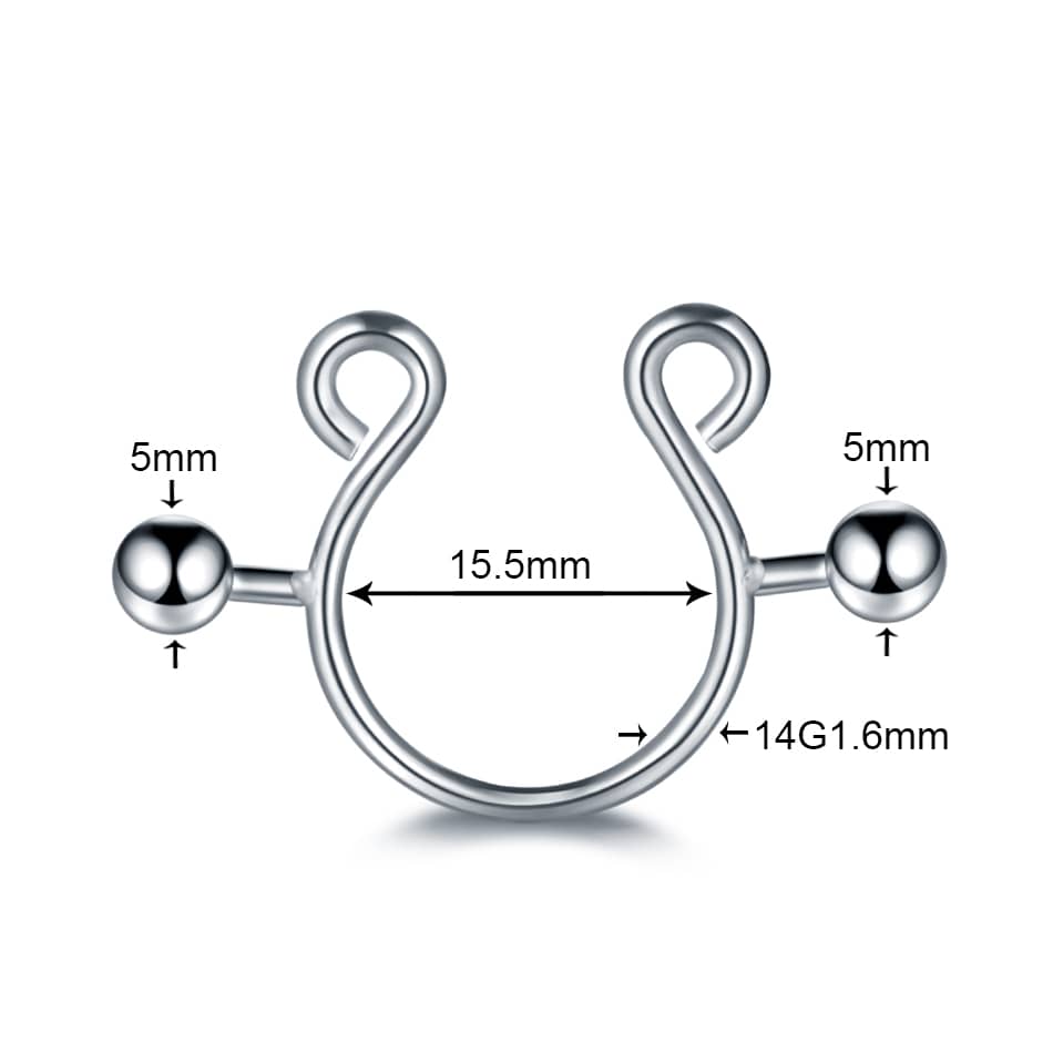 2PCS Steel Horseshoe Fake Nipple Rings