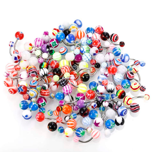 100 PCS Acrylic Belly Button Rings